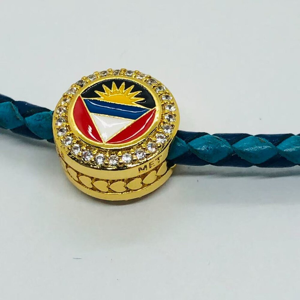 ✨✨PANDORA Country Of Antigua & Barbuda EXCLUSIVE Flag Button Charm - Picture 4 of 4
